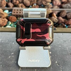 Camouflage AirPods Pro 2 Case Rugged Shockproof Cover with Clip & Keychain Hook